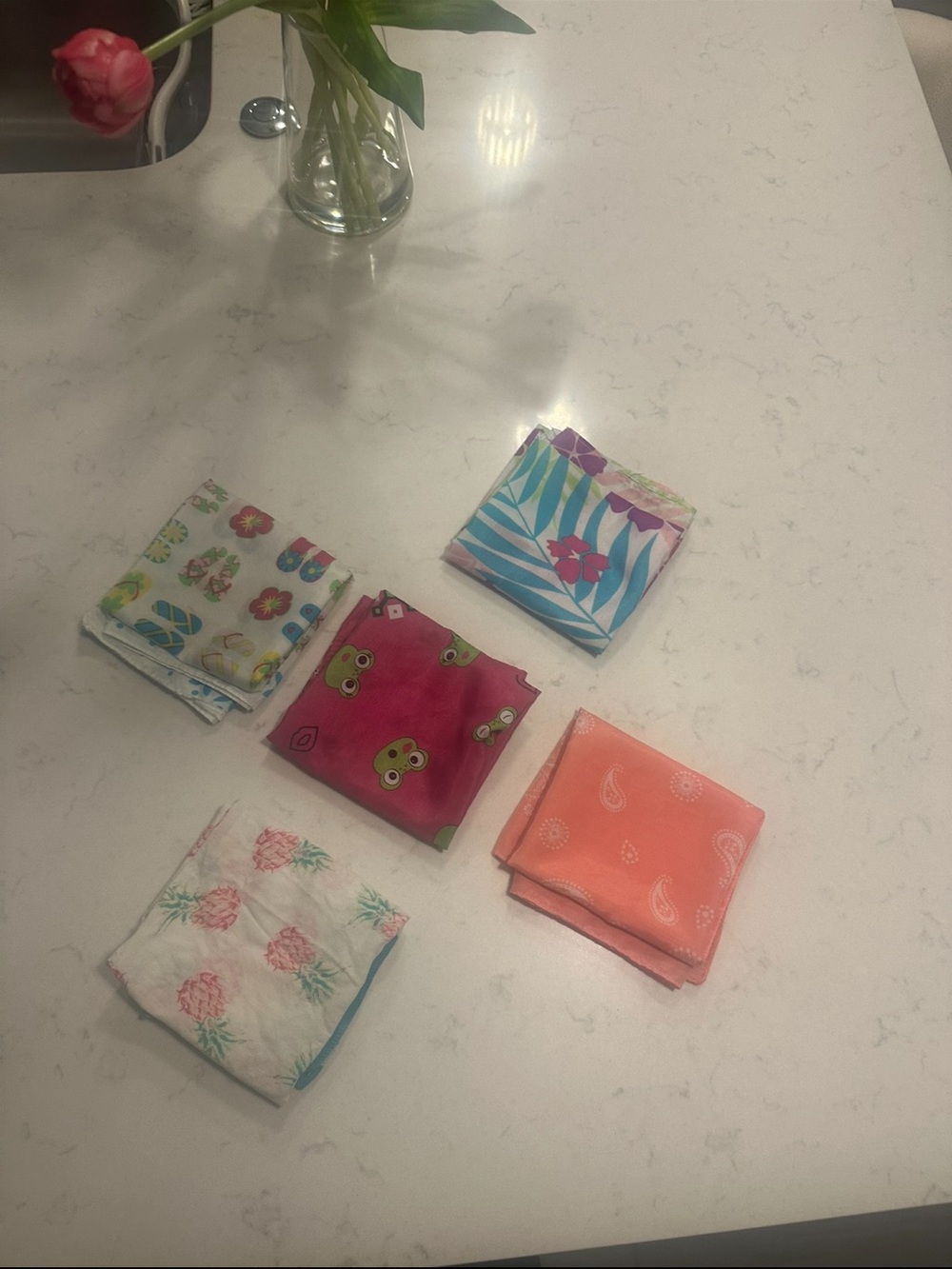 Kids Cotton Bandana Set - Assorted Pink, Coral, Blue, White, Green